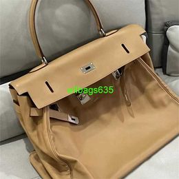 Leather Handmade Handbags HB Ky50 Handbags Fashion 50cm Totes Bags Super Large Capacity Luggage Bag Women's Soft Leather Travel Bag Limited Edition 50cm Large XV
