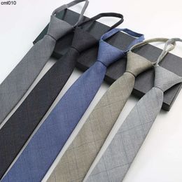 Designer Tie Suit Mens Plaid English Dress Zipper Grey 7cm Casual Hand {category}