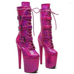 Dance Shoes Leecabe 20cm/8inches Holography PU Upper Fashion High Heel Platform Pole Dancing Boots