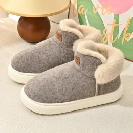 Boots Winter Cotton Shoes for Men and Women Outer Wear Plus Velvet Indoor Snow Boots Waterproof Thicksoled Woolen Cotton Slippers