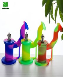 Smoke Silicone Nectar Collect Kits oil rig assorted Colour with stainless steel dabber tip hookah2534161