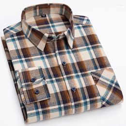 Men's Casual Shirts Cotton Standard Fit Long-Sleeve Checked Shirt Single Patch Pocket Button-down Collar Comfortable Gingham