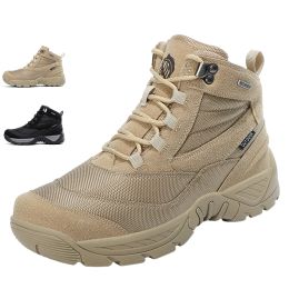 Shoes Tactical Boots for Men Military Boots Men Lace Up Combat Ankle Boot Big Size Army Boots Light Outdoor Hiking Boots Work Shoes