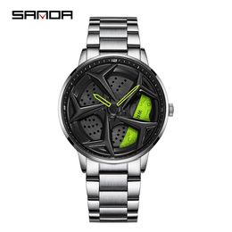Sanda's New Product 1087 Steel Strip Rotating Trend, Fashionable and Waterproof, Student Cool Male Wristwatch, Minimalist