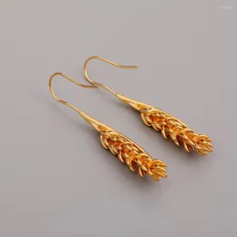 Stud Earrings Brass Wheat Eardrops Creative Cold Gold Plated Copper Ear Hook