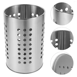 Kitchen Storage Stainless Steel Cutlery Bucket Clothes Drying Rack Desktop Spoon Container Tool