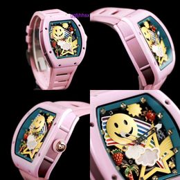 Fashion Watch RM Watch Female Watch Mechanical Watches for Men Classic Barrel Tonneau Male Clock RM 88 Smiley Rubber Strap Wristwatch Ceramic Fashion Timepiece 43MM