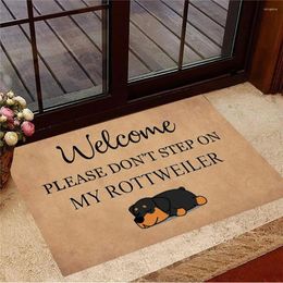 Carpets HX Funny Doormat Welcom Please Don't Step On My Rottweiler Entrance Floor Mat Flannel Indoor Hallway Rugs Gifts