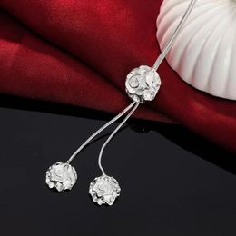 Pendants Beautiful Rose Flower Necklace 925 Sterling Silver For Women Charms Jewellery Fashion Party Wedding Christmas Gifts