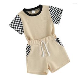 Clothing Sets Pudcoco Infant Born 2Pcs Baby Boy Summer Outfits Checkerboard Short Sleeve Tops Shorts Set Toddler Clothes 0-3T