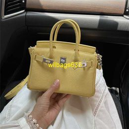 Tote Bags Genuine Leather Bk Habdbags Silver Buckle Mini Genuine Leather Platinum Headband Layer Cowhide Crossbody Small Bag Fashion Should have logo HBBM7B