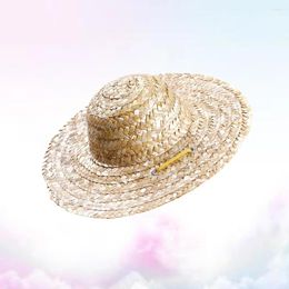 Dog Apparel Pet Sombrero Straw Hat Adjustable Hawaii Garden Sun Bucket For Small Dogs Puppy Cats Size S