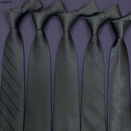 Designer Tie Mens Knot Free 8cm متعدد الاستخدامات على غرار الكلية المهنية الشباب الفئة السوداء الحدث أحداث 6 سم {الفئة}