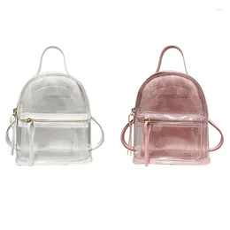 School Bags 2 Pcs Transparent Backpack Women Fashion High Quality Ladies Bag Travel Pink & White