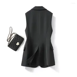 Women's Suits Suit Long Vest For Women Spring/Summer 2024 Jacket Slim Outer Wear Camisole Female Formal Party Black White Clothing Tops