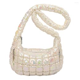 Shoulder Bags Women Quilted Pleated Bubbles Cotton Padded Bag Embroidery Thread Colourful Fashion Casual Messenger