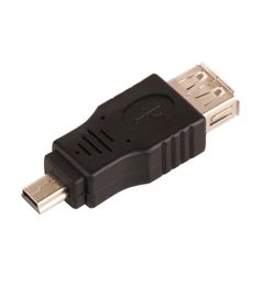 Shippping 100pcsLot Black Female USB 20 A To Male Mini 5 pin B Adapter Converter USB Cable For MP3 MP4 Whole8572008