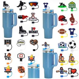new arrived straw cover sport theme straws toppers charms for tumbler drink straw cap lid decoration