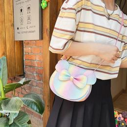 Weysfor Children Toddler Baby Girls Princess Shoulder Bags Handbag PU Mini Cute Butterfly Bow Tie Messenger 240320