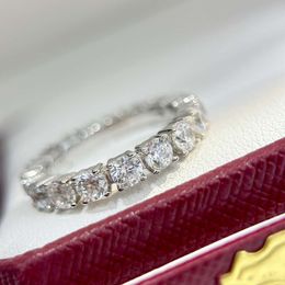 screw carter rings nail sterling silver round diamond four claw row diamond ring point diamond ring light luxury layered versatile ring