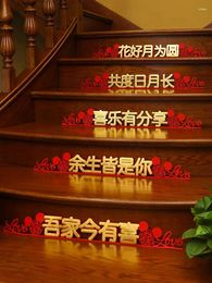 Party Decoration Stairs Wedding Scene Pull Flower Happy Word Sticker Steps Man Room Layout