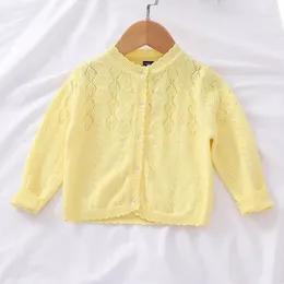 Jackets 0-4yrs White Girls Sweater Cardigan Long Sleeve Single Breasted Little Kid Yellow Coat 1 2 3 4 Years Old Clothes OGC215411