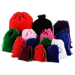 Gift Wrap 10 Pcs/Lot Jewellery Storage Cloth Pouches Christmas Wedding Candy Package Black Velvet Drawstring Bags 12x15 15x15 10x20cm