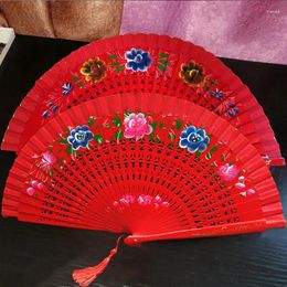 Party Decoration Chinese Style Classical Colourful Printed Folding Fan Dance Wedding Hand Held Flower Women Po Art Craft
