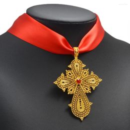 Pendant Necklaces Annio 9.2CM Ethiopian Cross With Rhinestone DIY Cloth African Jewellery Eritrean Wedding Accessories Habesha #161716