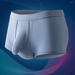 Underpants Men Boxers Elastic Mid Waist Solid Color Elephant Nose Seamless U Convex Moisture-wicking Underwear