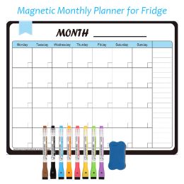 Markers Magnetic Weekly Monthly Planner Calendar Soft White Board Dry Erase Board for Notes Erasable Pen Marker Fridge Magnet Stickers