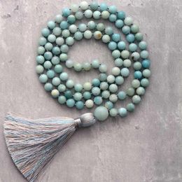 Pendant Necklaces Spiritual Jewelry Necklace 8MM Amazonite Tassel Long Women Lariat Yoga Neckless Drop Wholesale