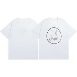 drews Designer mens T shirt Summer New Drew Smiley Face Letter Print for Men and Women Loose Casual Short Sleeved T-shirt Trend Smiling shirt top 8RYF