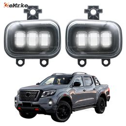 Eemrke led bil dimma lampor DRL dagtidskörning för Nissan Navara D23 NP300 2021 2022 2023 Front Bumper Fog Lamp Assembly med lins som kör 40W 12V vit eller gul