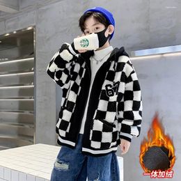 Jackets 2024 Boys Girls Outerwear Winter Children Fashion Thick Baseball Uniform Jacket Baby Kids Warm Lamb Coats Clothing Teens Tops