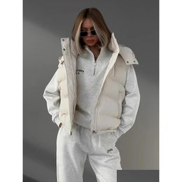 Womens Vests Bornladies Quilted Jacket Winter Loose Parkas Coat Vintage Belt Office Warm Cotton Foam 231116 Drop Delivery Apparel Clot Ottex