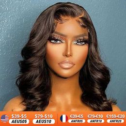 Synthetic Wigs 180D Glueless Body Wave Human Hair Wig 13X6X1 Body Wave Bob Part Lace Wigs Brazilian Body Wave Lace Front Wigs For Women 240328 240327