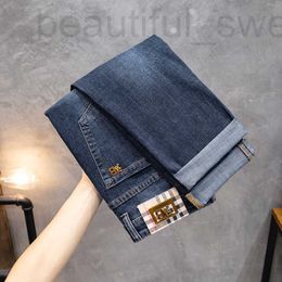 Men's Jeans designer Ba Jia Spring/Summer New Clothing European Elastic Slim Fit Small Straight Sleeve Four Seasons Denim Long Pants LYC4