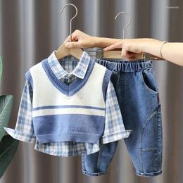 Clothing Sets Boys' Baby Autumn Suit 2024 Children's Fashionable Clothes Spring And Vest Shirt Jeans 3 Piece Set