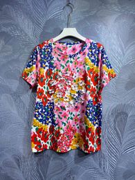 2024 Spring New Round Neck Printed Beaded T-shirt