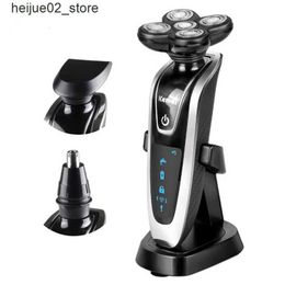 Electric Shavers Washable electric mens shaver 5D shaver facial beauty kit beard trimmer male skull bald shaver Q240318