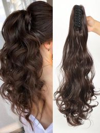 Ponytails Ponytails Aosiwig Synthetic Long Wavy Curly Claw Ponytail Black Brown Ponytail Clip On Hair Natural Fake Hairpiece For Women