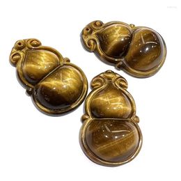 Pendant Necklaces Hand Carved Gourd Tiger Eye Stone Charm For Necklace Making Crystal Energy Healing Reiki Jewellery