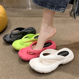 Flops New Fashion Platform Flip Flops Women Summer 2023 Thick Sole Non Slip Beach Slippers Woman Brand Designer Clip Toe Wedge Sandals