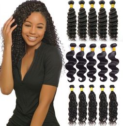 Unprocessed Brazilian Straight Virgin Human Hair Bundles Water Body Deep Wave Hair Extensions Kinky Curly Weaves Peruvian Malaysia2101455