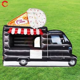 free door ship custom made 4x3x3.5mH (13.2x10x11.5ft) with blower inflatable food truck Drinks snack booth stand for sale 002