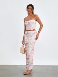 Work Dresses Going Out Sets For Women Sleeveless Floral Print Lace Crop Cami Top Bodycon Maxi Skirt Summer Cute 2 Piece Outfits