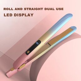 Irons 2 in 1 Hair Straightener Alloy Plate Roller and Curler LCD Flat Iron PTC Heating Hair Styling Tools with Negative Ions Function