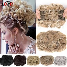Synthetic Wigs LUPU Messy Synthetic Curly Hair Bun Comb Chignon With Hair Elastic Band Clip In Natural Fake Hair Pieces for Women Scrunchies 240329