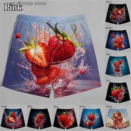 Men's Shorts Fun Fruit Pattern 3D Printed Mens And Womens Shorts Strawberry Print Summer All-match Shorts Hawaiian Beach Board Ice Shorts Y240320